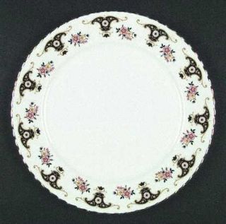Royal Stafford Balmoral Dinner Plate, Fine China Dinnerware   Fluted,Black/Tan,R