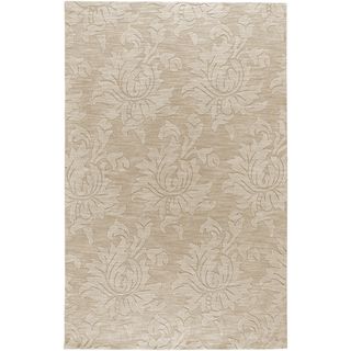 Hand crafted Solid Ivory Damask Harrisburg Wool Rug (2 X 3)