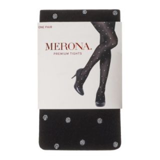 Merona Womens Premium Patterned Shine Tights   Black/Silver M Tall