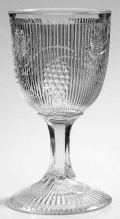 Unknown Crystal Ribbed Grape Water Goblet   Pressed Glass, Ribs/Fruit