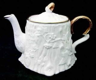 Royal Stafford Old English Oak Gold Small Teapot & Lid, Fine China Dinnerware  