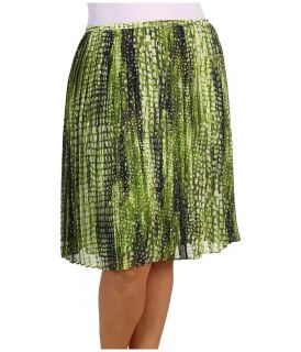 Jones New York Plus Size Shelter Island Pleated Mid Length Skirt Womens Skirt (Multi)