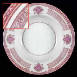 Noritake Marcia Rim Soup Bowl, Fine China Dinnerware   Pink Roses, White Scrolls