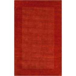 Hand crafted Orange Tone on tone Bordered Pechora Wool Rug (9 X 13)
