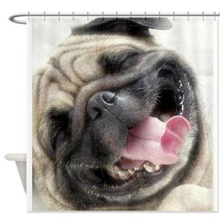  happy smiling pug dog Shower Curtain  Use code FREECART at Checkout