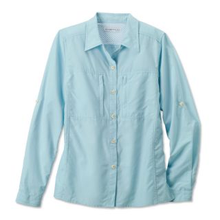 Exofficio Dryflylite Womens Long sleeved Shirt, Light Blue, Large