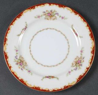 Wentworth Regency Red Bread & Butter Plate, Fine China Dinnerware   Yellow Scrol