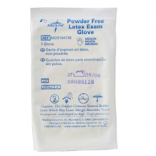 Medline Latex Exam Glove, Powder free, Sterile, L singles (case Of 400)