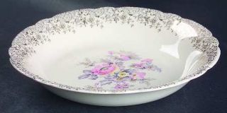French Saxon Golden Pastel Coupe Soup Bowl, Fine China Dinnerware   Floral Cente