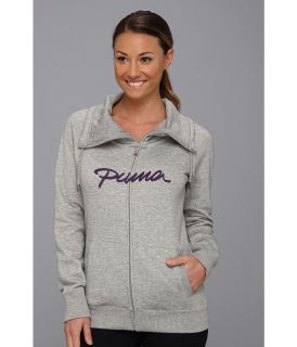 PUMA Full Zip Cowl Neck Sweat Womens Sweatshirt (Gray)
