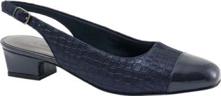 Womens Trotters Dea   Dark Blue Metallic Croco Leather Casual Shoes