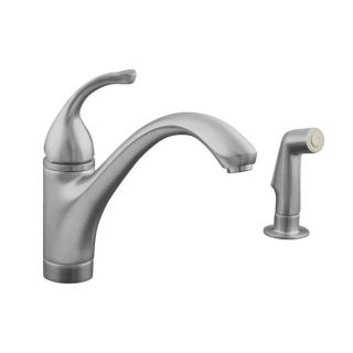 Kohler K 10416 g Brushed Chrome Forte Single control Kitchen Sink Faucet With Sidespray And Lever Handle