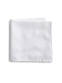  Collection Silk Solid Pocket Square   White