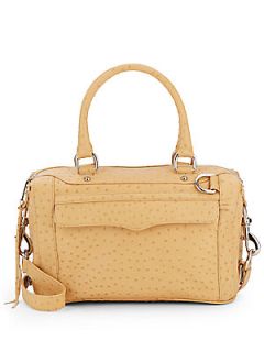 Mini MAB Ostrich Embossed Leather Satchel   Nude