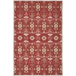 Hand hooked Chelsea Styles Red Wool Rug (53 X 83)