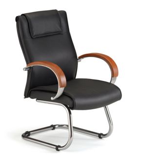 Leather Guest Office Chair (BlackWeight capacity Up to 250 poundsDimensions 38 to 42 inches high x 29 inches wide x 31 inches long )