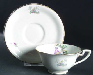 Royal Worcester Watteau Footed Cup & Saucer Set, Fine China Dinnerware   People