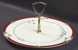 Pfaltzgraff Yuletide (Bone) Round Serving Plate with Handle (Dinner Plate), Fine