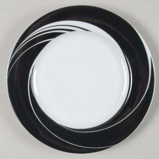 Block China Black Pearl Bread & Butter Plate, Fine China Dinnerware   White Swir