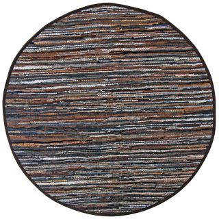 Hand woven Matador Mix Brown Leather Rug (8 Round)