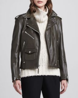 Womens Dylan Leather Motorcycle Jacket   Theory
