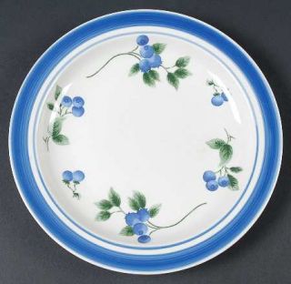 LL Bean Blueberry Salad Plate, Fine China Dinnerware   Blue Bands,Blueberries,Sm