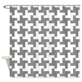  Grey Retro Houndstooth Shower Curtain  Use code FREECART at Checkout