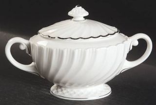 Royal Worcester Engagement Sugar Bowl & Lid, Fine China Dinnerware   White,Swirl