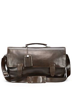Modern Leather Messenger Bag   Brown