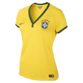 2013/14 Brasil CBF Stadium Short Sleeve Womens Soccer Jersey   Varsity Maize