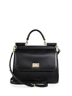Dolce & Gabbana Miss Sicily Textured Leather Bag   Black