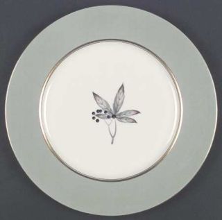 Castleton (USA) Woodmere Dinner Plate, Fine China Dinnerware   Gray Rim,Leaf And