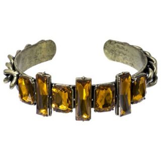 Fashion Bangle Bracelet with Square Faceted Stones   Gold
