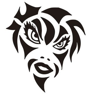 Face tattooed Girl Vinyl Wall Sticker Decal (Glossy blackDimensions 25 inches wide x 35 inches long )