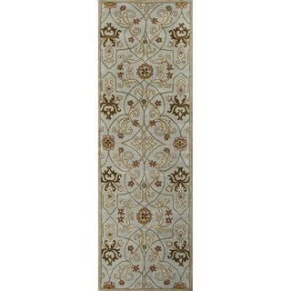 Hand tufted Transitional Oriental Pattern Blue Rug (26 X 8)