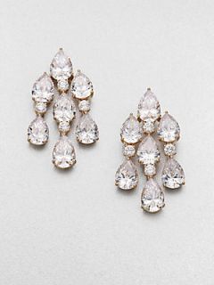 Adriana Orsini Faceted Pear Chandelier Earrings/Goldtone   Clear Gold