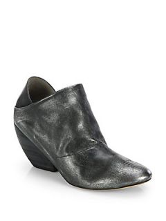 Marsell Metallic Leather Wedge Ankle Boots   Metallic