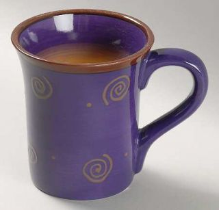  Carmen Purple Mug, Fine China Dinnerware   Tan Spirals & Dots On Purple