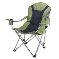 Picnic Time Sage Green Steel Frame Polyester Reclining Camp Chair