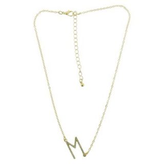Womens M Initial Necklace   Gold/Crystal