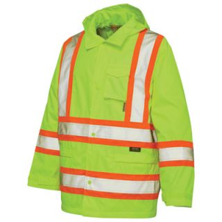 Work King Class 2 High Visibility Rain Jacket   Green, 2XL, Model# S37211
