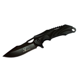 Defender Spring Assisted 8.5 All Black Stainless Steel Folding Knife (BlackBlade materials Stainless steelHandle materials MetalBlade length 3.5 inches Handle length 5 inches Weight 0.7 ouncesDimensions 9 inches long X 4 inches wide X 2 inches high 