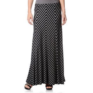 Chelsea and Theodore Womens Black/ Grey Striped Maxi Skirt