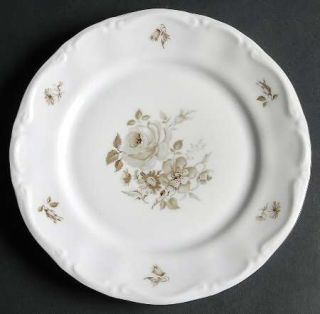 Kronester Sophia Salad Plate, Fine China Dinnerware   Gray Flowers On Rim&Center