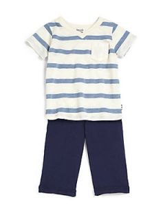 Splendid Infants Two Piece Striped Tee & Pants Set   White