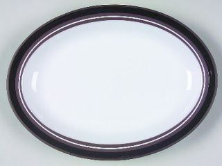 Hornsea Contrast 11 Oval Serving Platter, Fine China Dinnerware   Brown Body/Ve