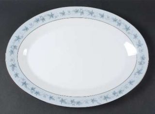 Noritake Bluecourt 16 Oval Serving Platter, Fine China Dinnerware   Pale Blue B