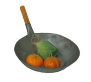 Town Food Service Flat Bottom Wok, Mandarin Style, With Wood/Steel Riveted Handle, 14 in