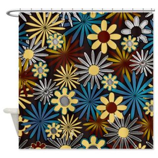  Daisies on Brown Shower Curtain  Use code FREECART at Checkout