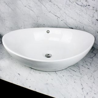 Highpoint Collection 23 inch White Ceramic Oblong Bathroom Vessel Sink (WhiteType VesselSink material Vitreous china Interior 22.5 inches long x 14.75 inches wideExterior 23.25 inches long x 15.25 inches wideBowl depth 5 inches deepThis Vessel Bowl h